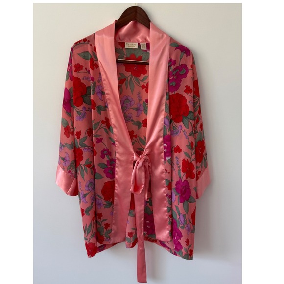 Vintage Victoria's Secret Gold Label Floral Wrap Kimono Robe One Size - Picture 3 of 9